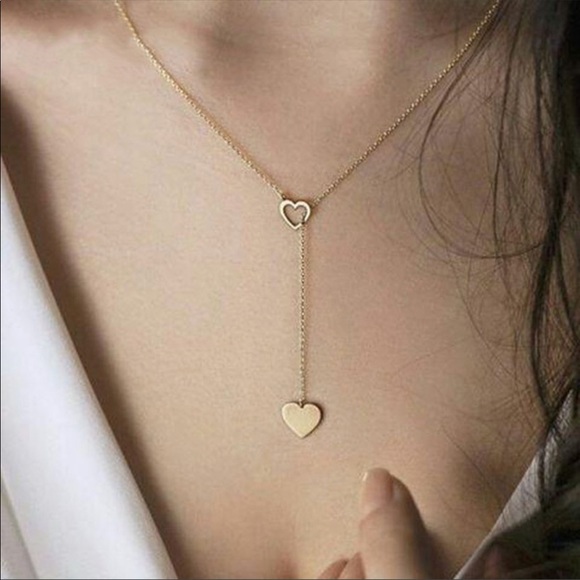 mam262 Jewelry - Dainty Gold Jewelry- Heart ❤️ lariat necklace